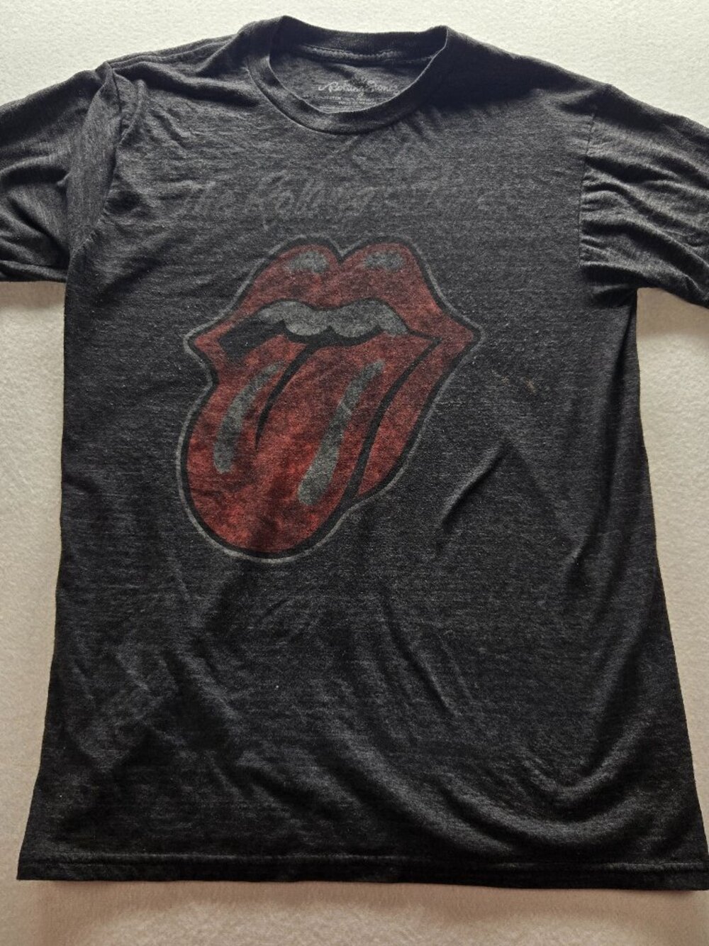 Rolling Stones Tongue Logo Tee – Gray – Size M – Imperfect